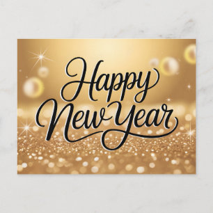 Postal Elegante Brillo Dorado Feliz Año Nuevo