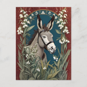 Postal Elegante burro y Lily de las Flores del Valle