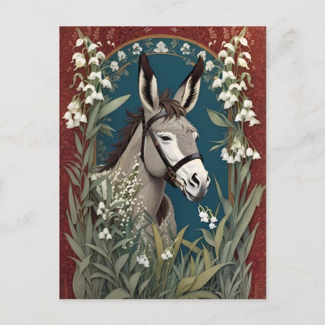 Postal Elegante burro y Lily de las Flores del Valle (Anverso)