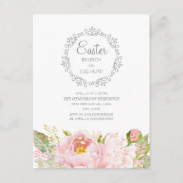 Postal Elegante búsqueda de huevos de Pascua con flores r