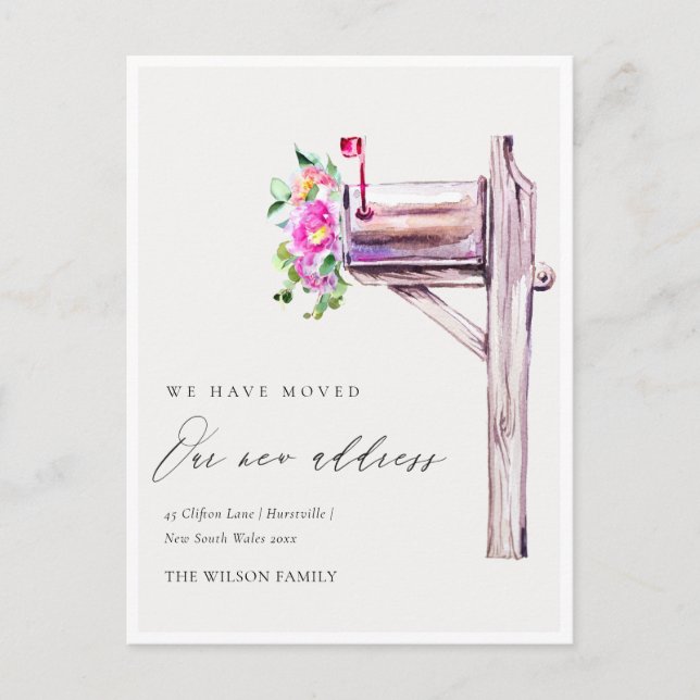 Postal Elegante Buzón de Buzón Floral Rosa en Vivo Nos he (Anverso)