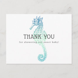 Postal Elegante caballito de mar Baby Shower Gracias