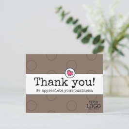 Postal Elegante Café Marrón Con Corazón Negocio Gracias