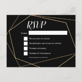 Postal Elegante caja de marco geométrico negro y dorado R