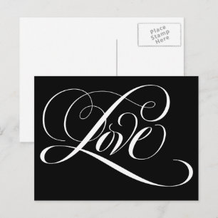 Postal Elegante caligrafía Amor Corazón Letras Negras