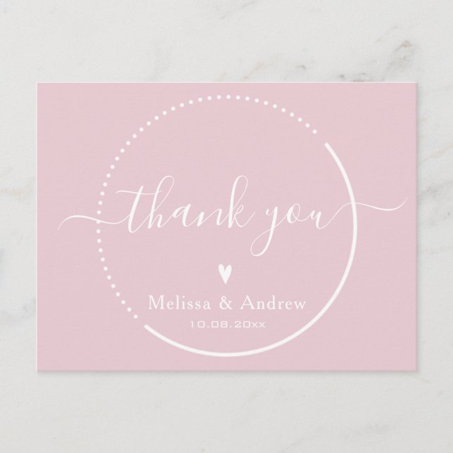 Postal Elegante caligrafía - Boda Rosa Polvoriento Gracia (Anverso)