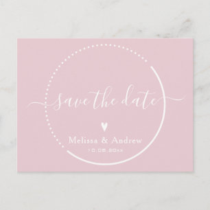 Postal Elegante caligrafía Boda rosa salva la fecha