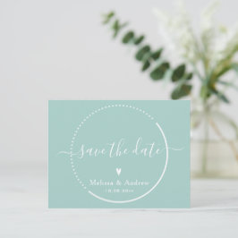 Postal Elegante caligrafía - Boda Verde azulada salva la 
