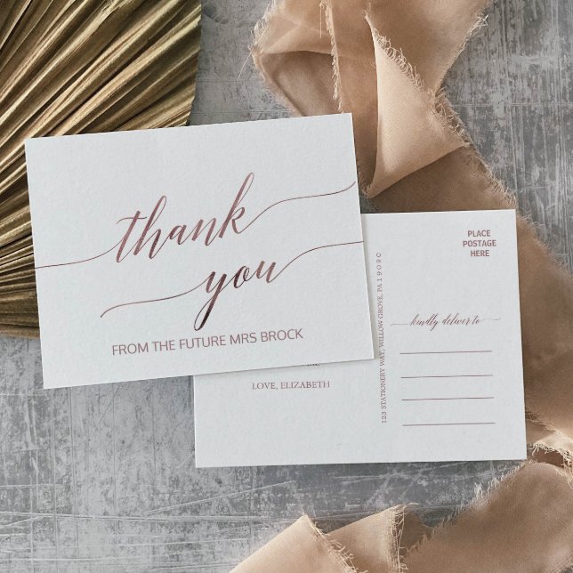 Postal Elegante caligrafía de oro Rosa Gracias (Subido por el creador)