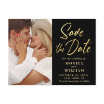 Elegante caligrafía Foto Boda Salvar la fecha