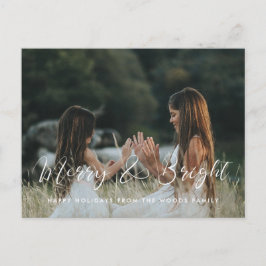 Postal Elegante caligrafía Foto de Navidades merry & Brig