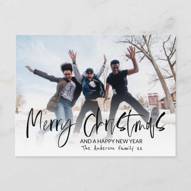 Postal Elegante caligrafía navideña navideña Festividad f (Anverso)