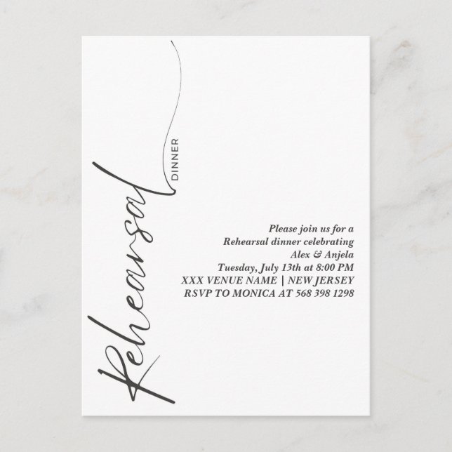 Postal Elegante Caligrafía Negra Ensayo Mínimo Blanco (Anverso)