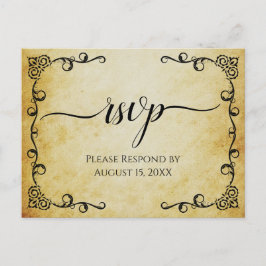 Postal Elegante caligrafía Vintage Parchment Wedding RSVP