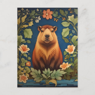 Postal Elegante Capibara - Inspirado por William Morris
