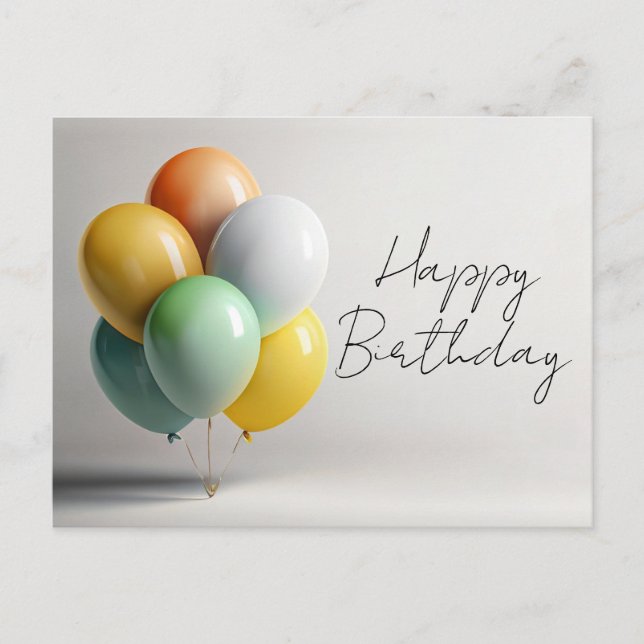 Postal Elegante carta de cumpleaños con globos - Feliz mo (Anverso)