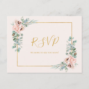 Postal Elegante carta Rubor Floral Pastel Carta RSVP Elec