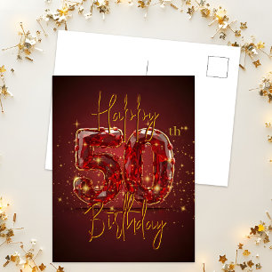 Postal Elegante Celebración de Cumpleaños número 50 con R