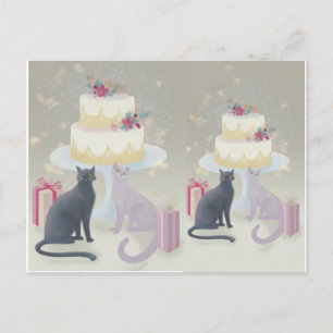 Postal Elegante Celebración Felina Festiva