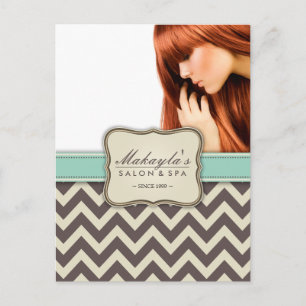 Postal Elegante Chevron Modern Brown, Green y Beige