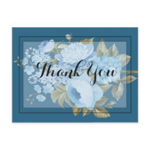 Elegante Chic azul floral  Gracias