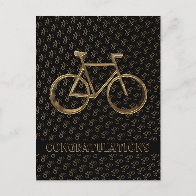 Postal Elegante ciclista de bicicleta de oro (Anverso)