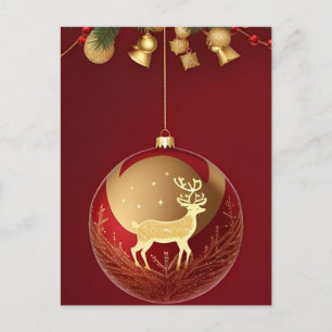 Postal ✨ Elegante Ciervo Dorado Navideño de Invierno Fest
