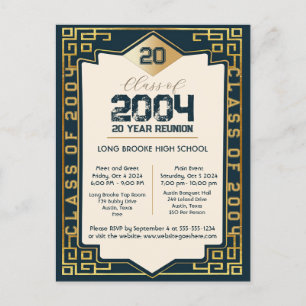 Postal Elegante clase Art Déco de 2004 Reunión 20 años de