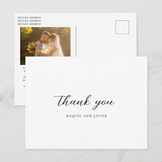 Postal Elegante Clásico Agradecimiento de Boda (Anverso / Reverso)