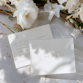 Postal Elegante clásico blanco salva al Boda de fechas