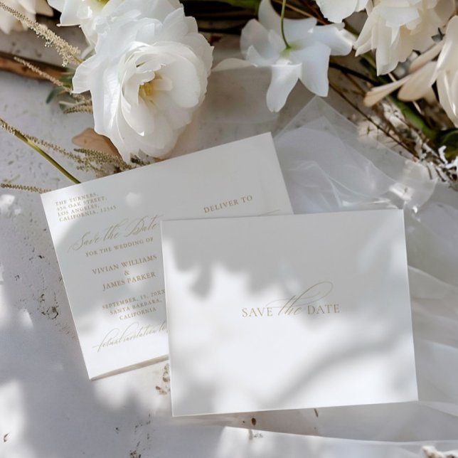 Postal Elegante clásico blanco salva al Boda de fechas (Elegant Classic White Save the Date Wedding Postcard)