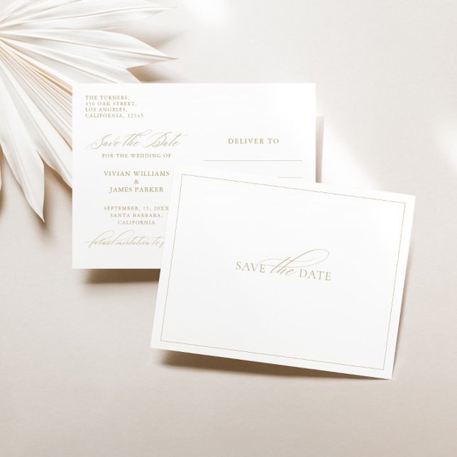 Postal Elegante clásico blanco salva al Boda de fechas (Elegant Classic White Save the Date Wedding Postcard)
