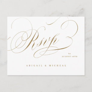Postal Elegante clásico caligrafía de boda vintage RSVP