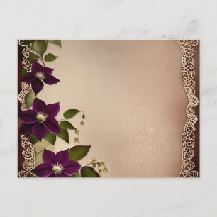 Postal Elegante Clematis Plum Floral