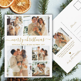Postal Elegante Colaje de Fotos de Navidad con Letra Dora