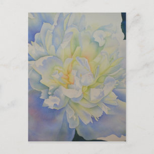 Postal Elegante color de agua floral de peonia amarilla b