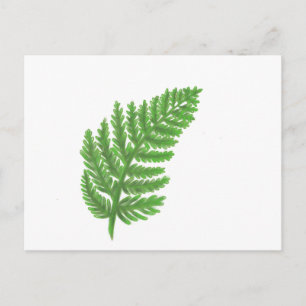 Postal Elegante color de agua verde helechos hojas de bos