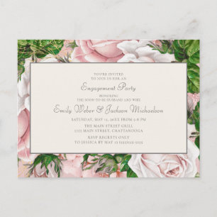 Postal Elegante compromiso Rubor con la floración rosa y