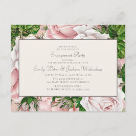 Postal Elegante compromiso Rubor con la floración rosa y 