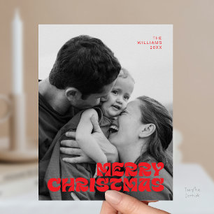 Postal Elegante con Estilo, Feliz Navidad Foto Familiar C