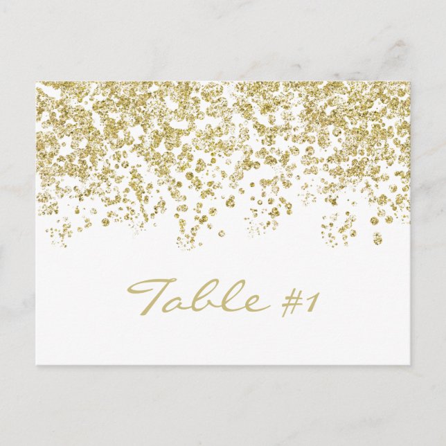 Postal Elegante confeti de polika-puntos de oro Número de (Anverso)