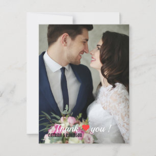 Postal Elegante Corazón de Amor Foto de Boda