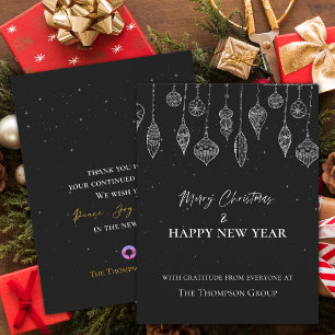 Postal Elegante Corporativo Negro Blanco Navidad Año Nuev