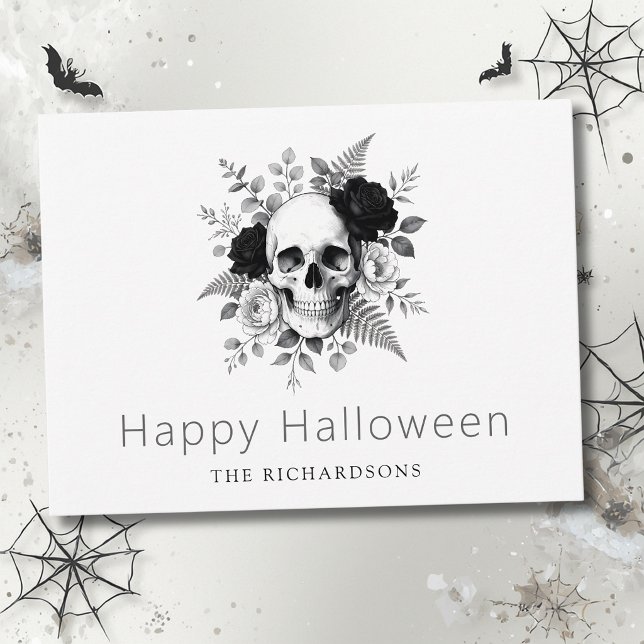 Postal Elegante cráneo gótico de Halloween (Subido por el creador)