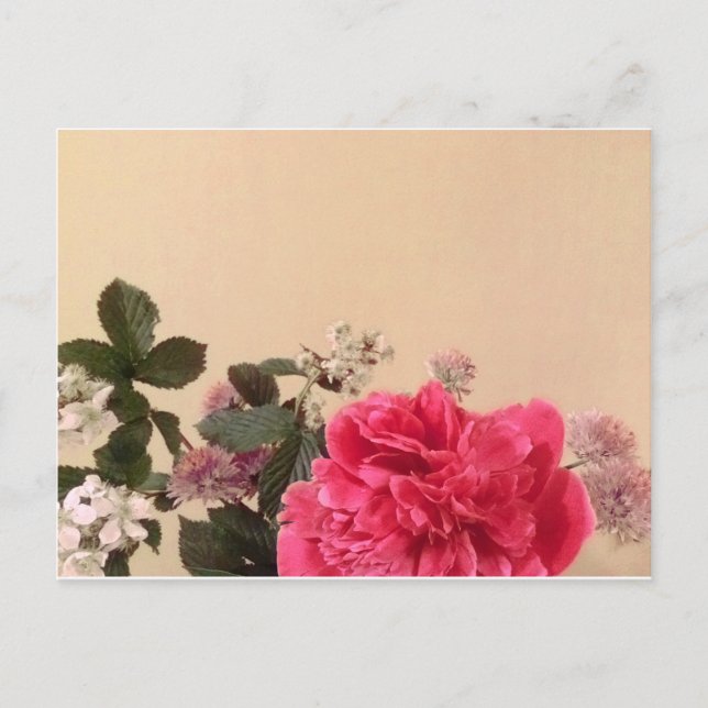 Postal Elegante Crema Rosa Floral (Anverso)