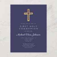 Elegante cruz azul de la marina Primera comunión