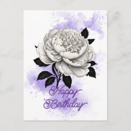 Postal Elegante Cumpleaños con Salpicadura de Morado Peon