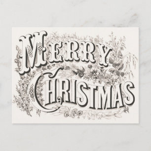Postal Elegante Currier e Ives MERRY NAVIDAD