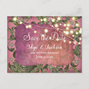 Postal Elegante damasco boho inspirado en la India Rosa