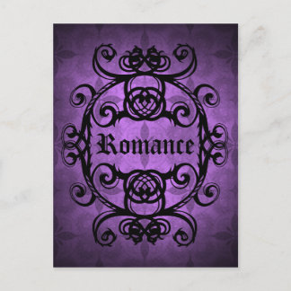 Postal Elegante damasco gótico morado y negro